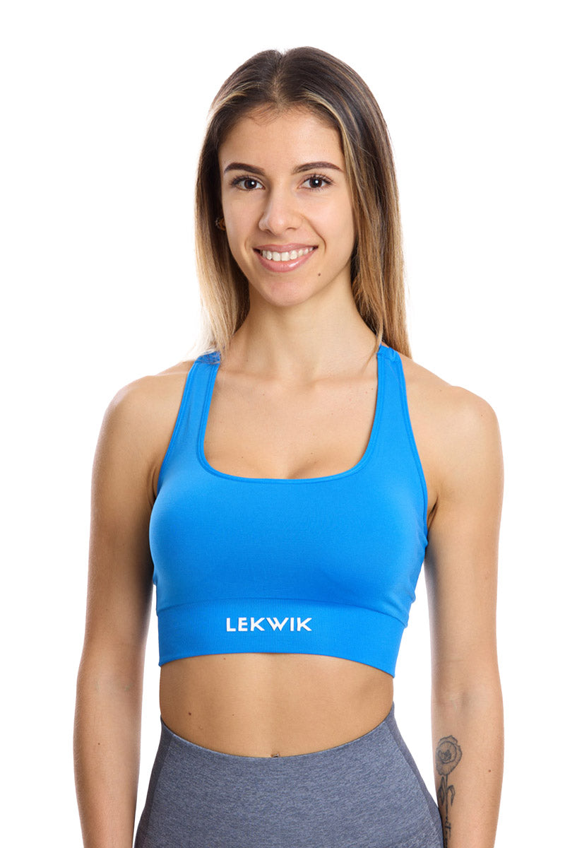 Top sportivo INES intrecciato blu elettrico